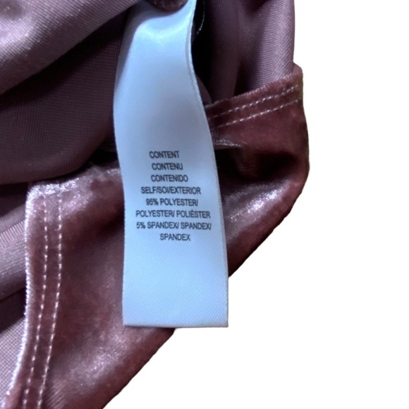 WAYF Dusty Rose Crushed Velvet Long Balloon Sleeve Bodysuit US Sz M - Picture 8 of 12